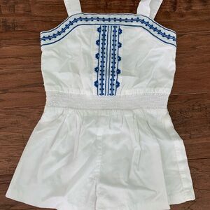 Janie and Jack White and Blue Embroidered Kids Romper